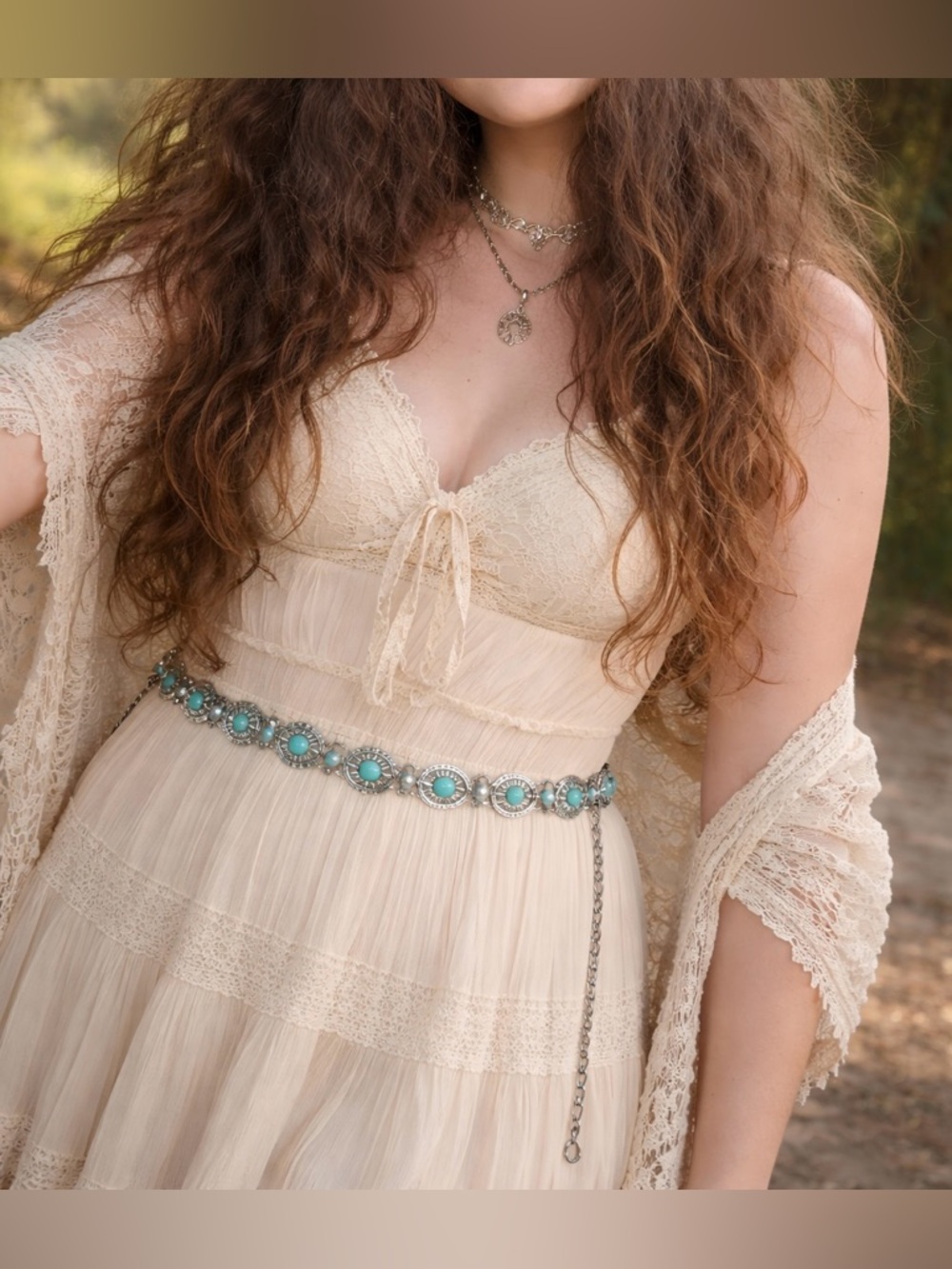 #99. Bohemian Turquoise Stone Waist Chain Belt - Women Accessories